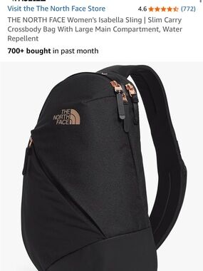 The North Face Black Sling Backpack with Rose Gold Accents